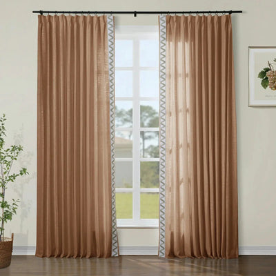 Isabella Cotton Blend Curtains with Border Trim (Sold per Pair) TWOPAGES