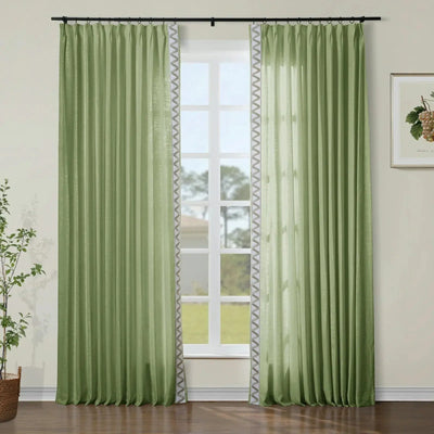 Isabella Cotton Blend Curtains with Border Trim (Sold per Pair) TWOPAGES