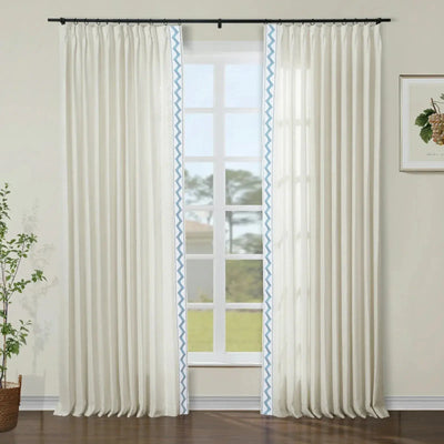 Isabella Cotton Blend Curtains with Border Trim (Sold per Pair) TWOPAGES