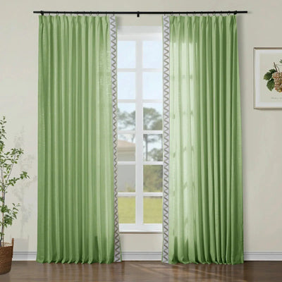 Isabella Cotton Blend Curtains with Border Trim (Sold per Pair) TWOPAGES