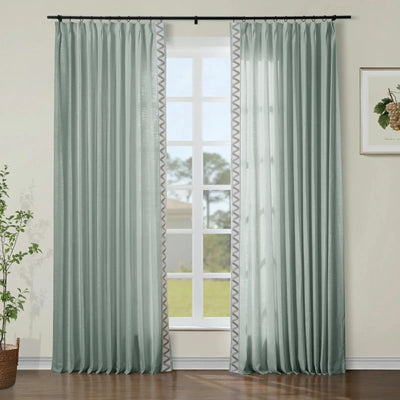 Jawara Luxury Linen Cotton Curtains with Border Trim (Sold per Pair) TWOPAGES