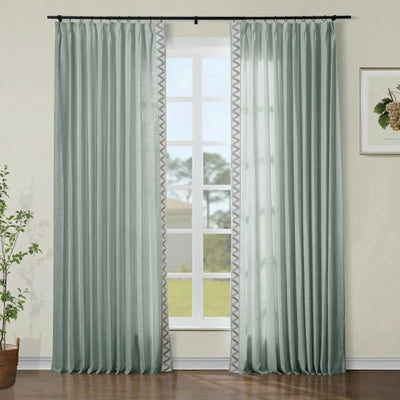 Isabella Cotton Blend Curtains with Border Trim (Sold per Pair) TWOPAGES