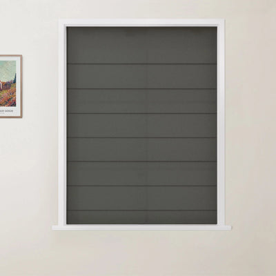 Dark Gray Cordless Flat Fold Roman Shade