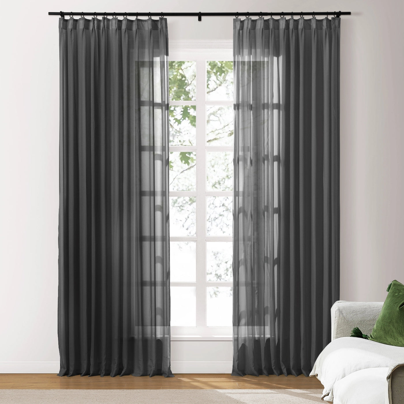 Scandina Solid Voile Sheer Curtain Pleated