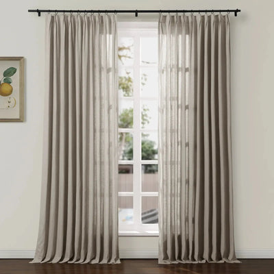 Ron Linen Cotton Herringbone Curtain Pleated TWOPAGES