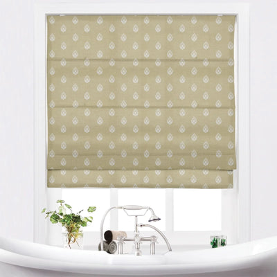 Stefena Silber Printed Cordless Roman Shade-Wooden Headrail