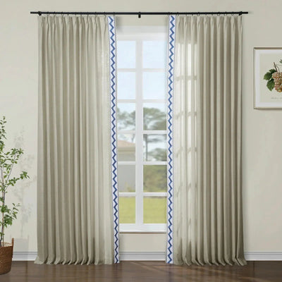 Isabella Cotton Blend Curtains with Border Trim (Sold per Pair) TWOPAGES