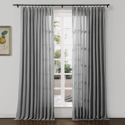 Ron Linen Cotton Herringbone Curtain Pleated