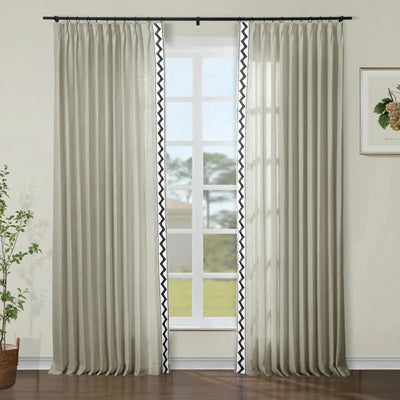 Isabella Cotton Blend Curtains with Border Trim (Sold per Pair) TWOPAGES