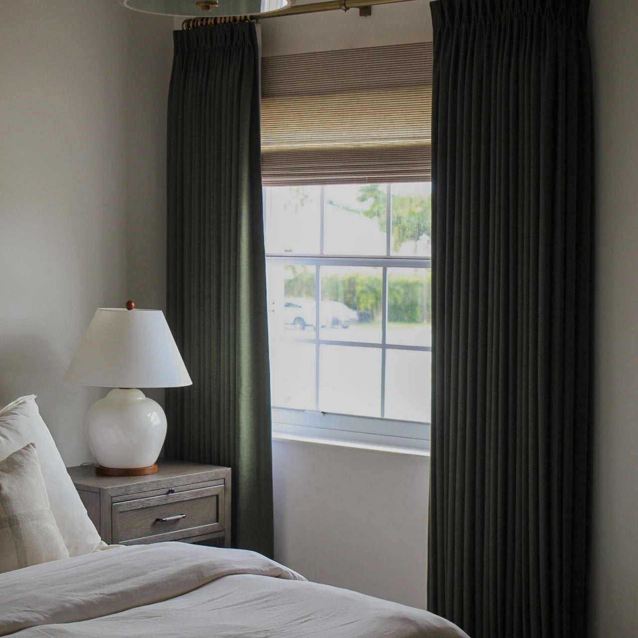 Isabella Hunter Green Pinch Pleated Blend Drapery