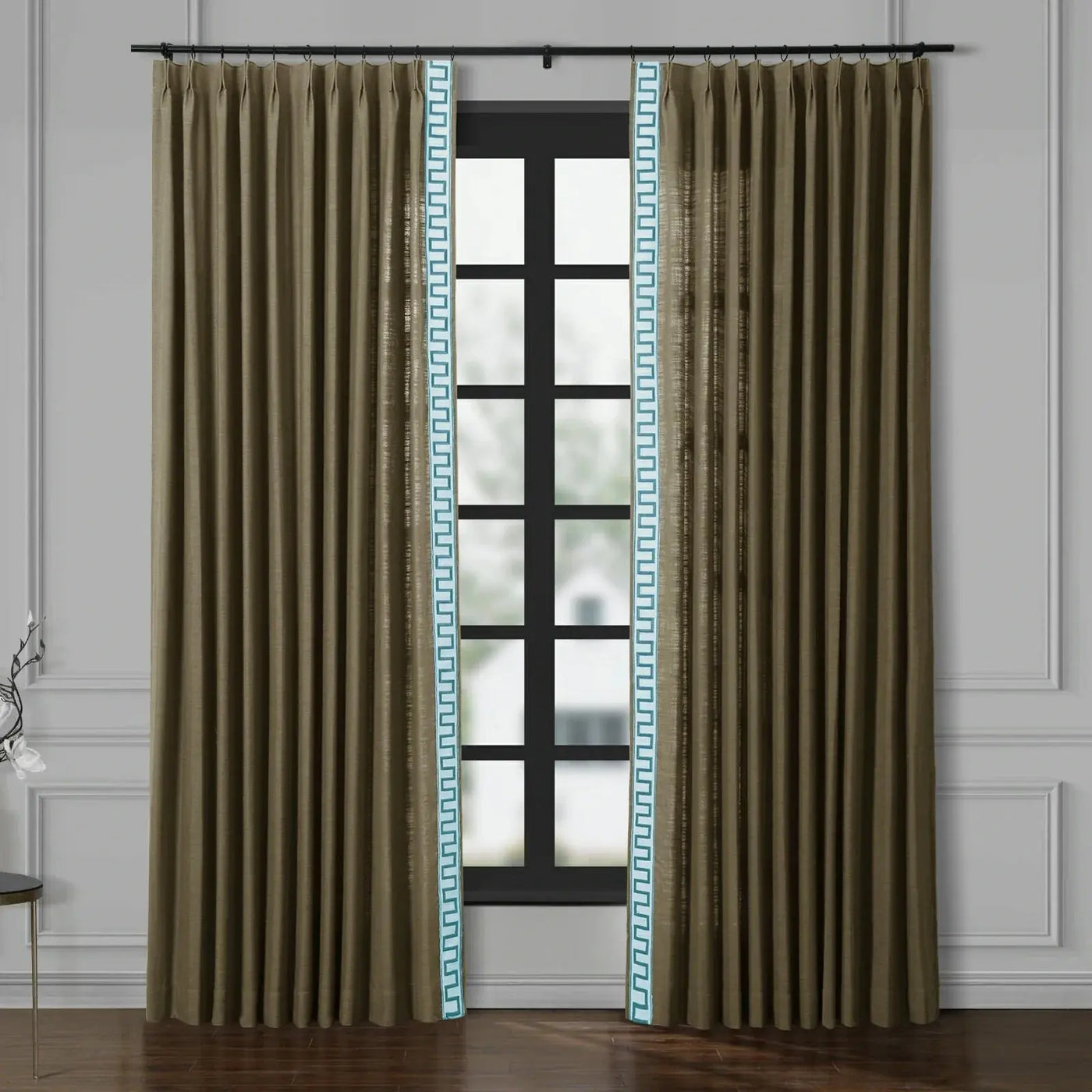 Jawara Luxury Linen Cotton Curtains with Border Trim (Sold per Pair) TWOPAGES