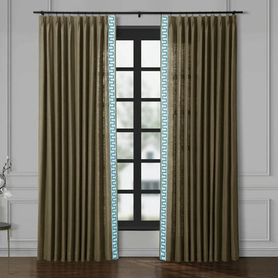 Isabella Cotton Blend Curtains with Border Trim (Sold per Pair) TWOPAGES