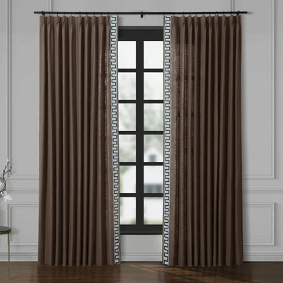 Jawara Luxury Linen Cotton Curtains with Border Trim (Sold per Pair) TWOPAGES