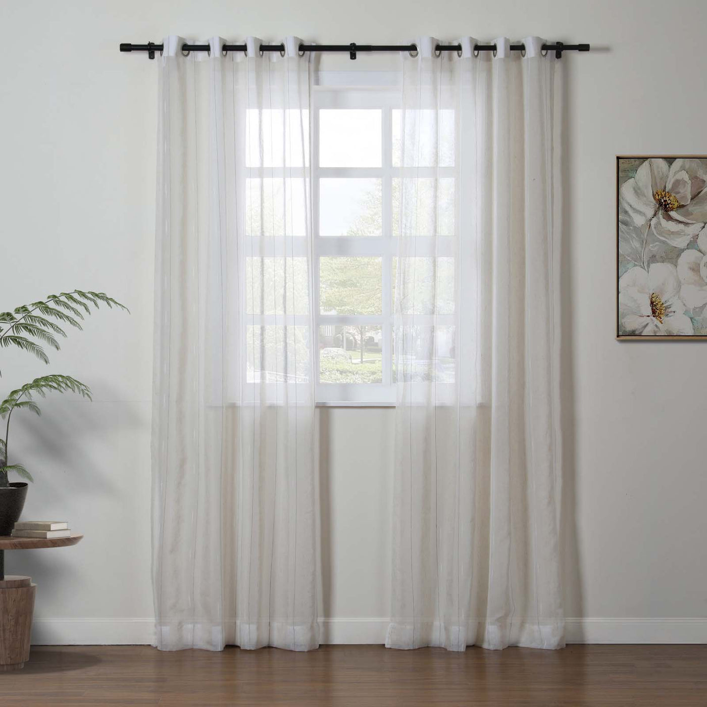 Brooklyn Woven Striped Sheer Curtain Grommet