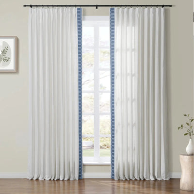 Patti Linen Curtains with Border Trim (Sold per Pair) -TWOPAGES