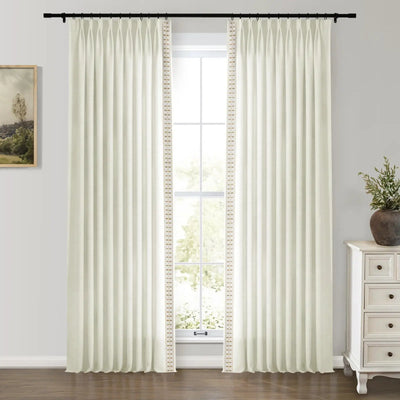 Patti Linen Curtains with Border Trim (Sold per Pair) -TWOPAGES