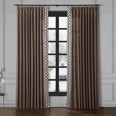 Patti Linen Curtains with Border Trim (Sold per Pair) -TWOPAGES
