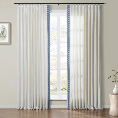 Patti Linen Curtains with Border Trim (Sold per Pair) -TWOPAGES