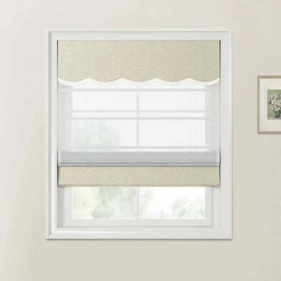 Custom Valanced Day Night Roman Shade Cord Lift -TWOPAGES