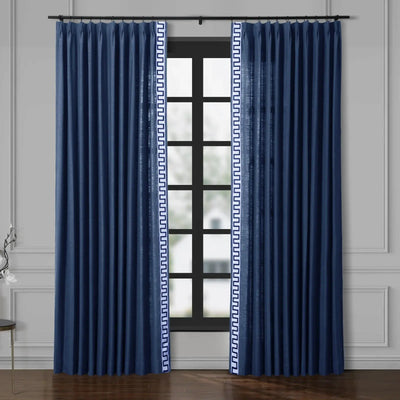 Patti Linen Curtains with Border Trim (Sold per Pair) -TWOPAGES