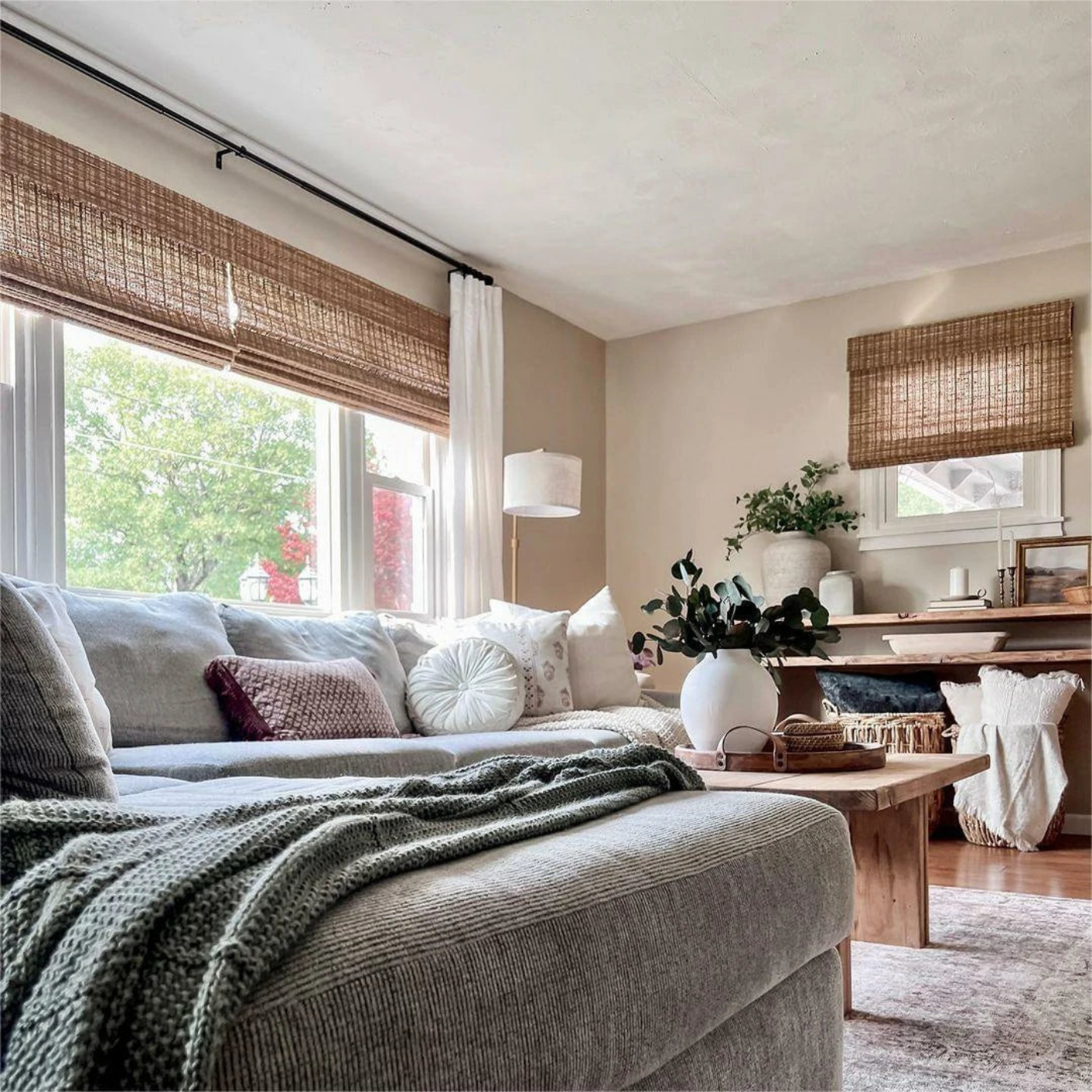 Lay Grass Cinnamon Outside Mounted Bamboo Woven Shade