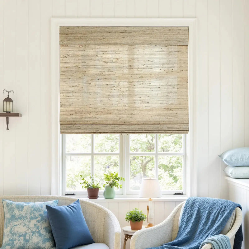 Natural Ramie Bamboo Woven Shade - Beige -TWOPAGES CURTAINS
