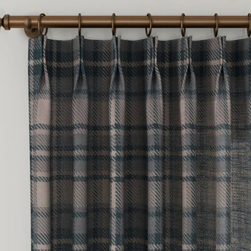 Sara Le Linen Raisin Plaid Print Pinch Pleat Curtain Unlined TWOPAGES