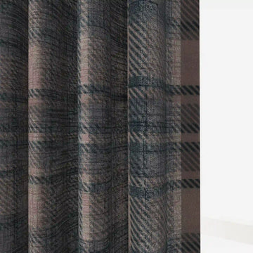 Sara Le Linen Raisin Plaid Print Pinch Pleat Curtain Unlined TWOPAGES