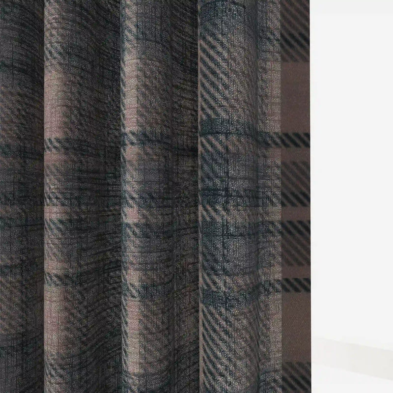 Sara Le Linen Raisin Plaid Print Pinch Pleat Curtain Unlined TWOPAGES