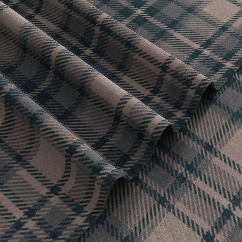 Sara Le Linen Raisin Plaid Print Pinch Pleat Curtain Unlined TWOPAGES