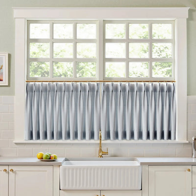 Celia Striped Plaid Cafe Curtain -TWOPAGES