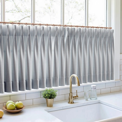 Celia Striped Plaid Cafe Curtain -TWOPAGES