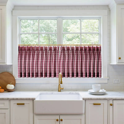 Celia Striped Plaid Cafe Curtain -TWOPAGES