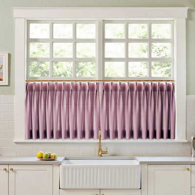 Celia Striped Plaid Cafe Curtain -TWOPAGES
