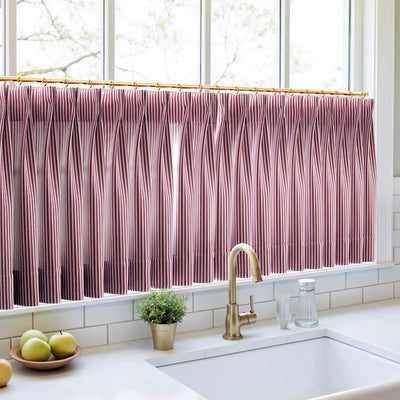 Celia Striped Plaid Cafe Curtain -TWOPAGES