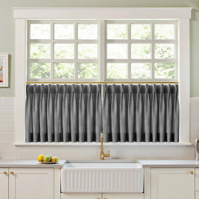 Celia Striped Plaid Cafe Curtain -TWOPAGES