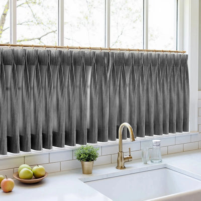 Celia Striped Plaid Cafe Curtain -TWOPAGES