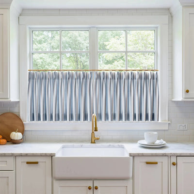 Celia Striped Plaid Cafe Curtain -TWOPAGES