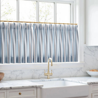 Celia Striped Plaid Cafe Curtain -TWOPAGES