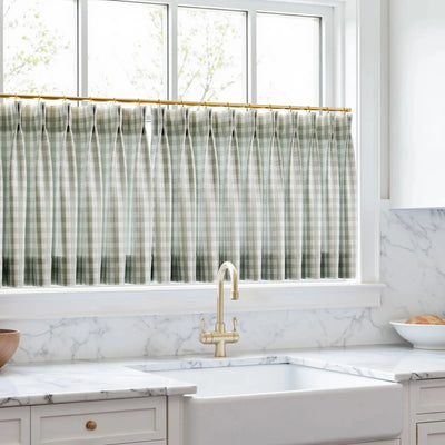 Celia Striped Plaid Cafe Curtain -TWOPAGES