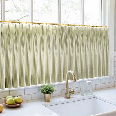 Celia Striped Plaid Cafe Curtain -TWOPAGES