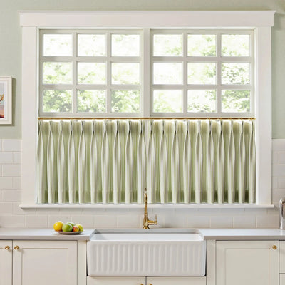 Celia Striped Plaid Cafe Curtain -TWOPAGES