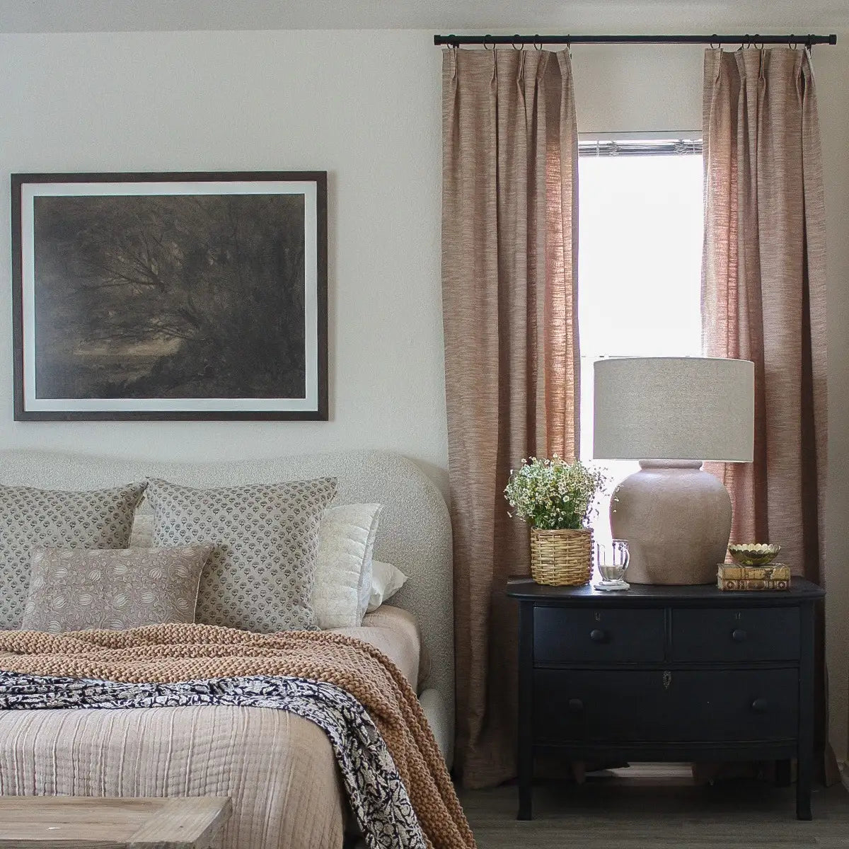 Cloe Tan Pinch Pleated Drapery