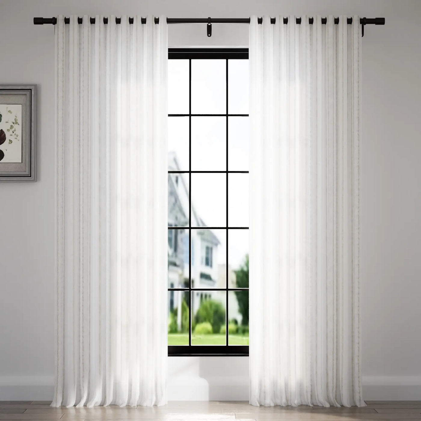 Brooklyn Woven Striped Sheer Curtain Grommet