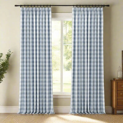 Celia Striped Plaid Curtain -TWOPAGES