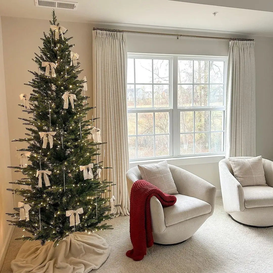 Liz lvory White Pinch Pleated Linen Drape