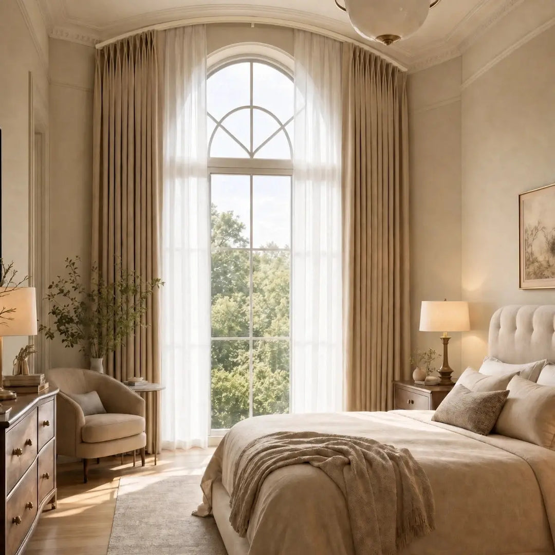 Custom Arch and Triangle Window Curtain &amp; Track Solution- -TWOPAGES