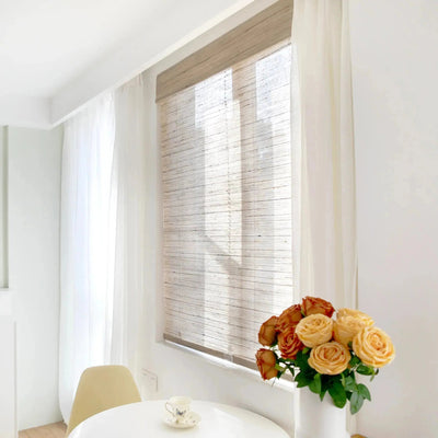 Natural Ramie Bamboo Woven Shade - Beige -TWOPAGES CURTAINS