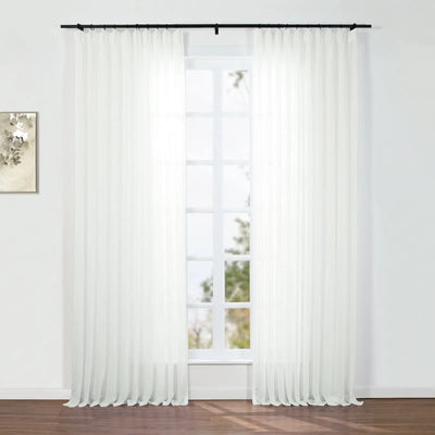 Florida Embossed White Semi Sheer Curtain Soft Top -TWOPAGES
