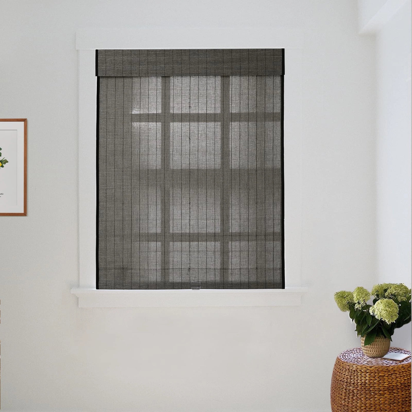 Natural Flax Bamboo Woven Shade - Middle Grey
